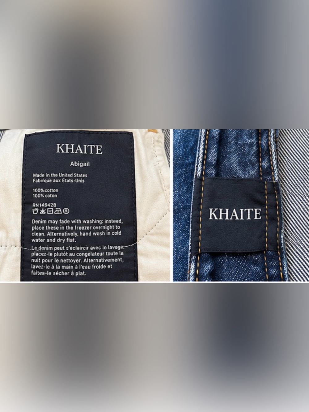 KHAITE Abigail High Rise Straight Leg Jeans Blue - Picture 2 of 7